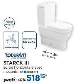 Promotions Starck iii toilettes à poser - Duravit - Valide de 01/11/2016 à 03/12/2016 chez X2O