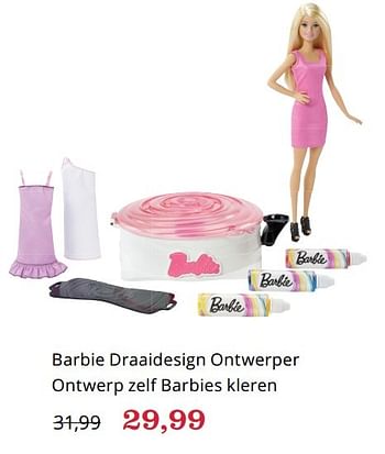 Mattel Barbie draaidesign ontwerper ontwerp zelf barbies kleren - En