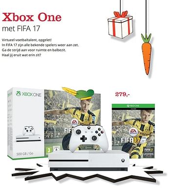 Promotions Xbox one met fifa 17 - Microsoft - Valide de 12/10/2016 à 05/12/2016 chez Bol.com