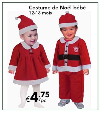 Promoties Costume de noël bébé - Huismerk - Euroshop - Geldig van 18/11/2016 tot 31/12/2016 bij Euro Shop