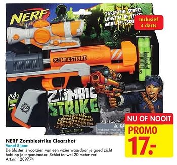 Promotions Nerf zombiestrike clearshot - Nerf - Valide de 19/11/2016 à 04/12/2016 chez Bart Smit