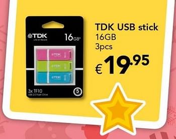 Promoties Tdk usb stick - TDK - Geldig van 18/11/2016 tot 31/12/2016 bij Euro Shop