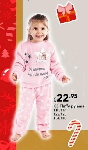 Promoties K3 fluffy pyjama - Huismerk - Euroshop - Geldig van 18/11/2016 tot 31/12/2016 bij Euro Shop