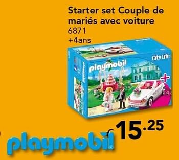 Promoties Starter set couple de mariés avec voiture - Playmobil - Geldig van 18/11/2016 tot 31/12/2016 bij Euro Shop
