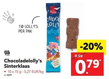 Promoties Chocoladelolly`s sinterklaas - Favorina - Geldig van 28/11/2016 tot 04/12/2016 bij Lidl