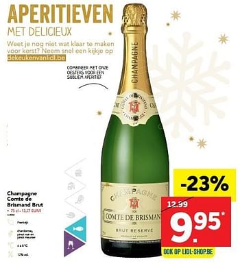 Promoties Champagne comte de brismand brut - Champagne - Geldig van 28/11/2016 tot 04/12/2016 bij Lidl