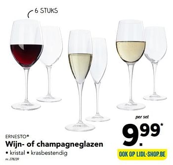 Promoties Wijn of champagneglazen - Ernesto - Geldig van 28/11/2016 tot 04/12/2016 bij Lidl