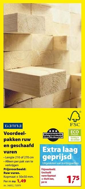 Promotions Voordeelpak ruw hout - Gamma - Valide de 30/11/2016 à 12/12/2016 chez Gamma
