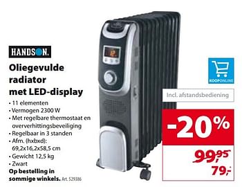 Promoties Oliegevulde radiator met led-display - Handson - Geldig van 30/11/2016 tot 12/12/2016 bij Gamma