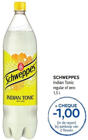 Promotions Schweppes indian tonic - Schweppes - Valide de 30/11/2016 à 13/12/2016 chez Alvo
