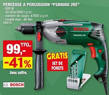 Promotions Bosch perceuse a percussion psb9000 2re - Bosch - Valide de 23/11/2016 à 04/12/2016 chez Hubo
