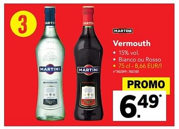 Promotions Vermouth - Martini - Valide de 28/11/2016 à 04/12/2016 chez Lidl