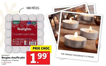 Promotions Bougies chauffe-plat - Melinera - Valide de 28/11/2016 à 04/12/2016 chez Lidl