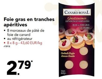 Promotions Foie gras en tranches apéritives - Canard Royal - Valide de 28/11/2016 à 04/12/2016 chez Lidl