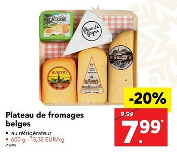 Promoties Plateau de fromages belges - Huismerk - Lidl - Geldig van 28/11/2016 tot 04/12/2016 bij Lidl
