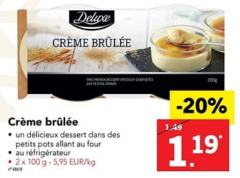 Promoties Crème brûlée - Deluxe - Geldig van 28/11/2016 tot 04/12/2016 bij Lidl