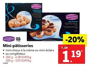 Promotions Mini-pâtisseries - Patisserie Sacristain - Valide de 28/11/2016 à 04/12/2016 chez Lidl