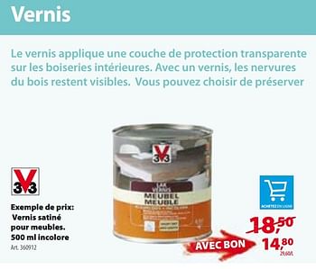 Promoties Vernis satiné pour meubles.incolore - V33 - Geldig van 30/11/2016 tot 12/12/2016 bij Gamma