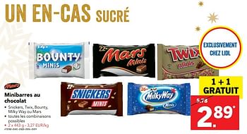 Promoties Minibarres au chocolat - Mars Snacks - Geldig van 28/11/2016 tot 04/12/2016 bij Lidl