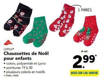 Promoties Chaussettes de noël pour enfants - Lupilu - Geldig van 28/11/2016 tot 04/12/2016 bij Lidl