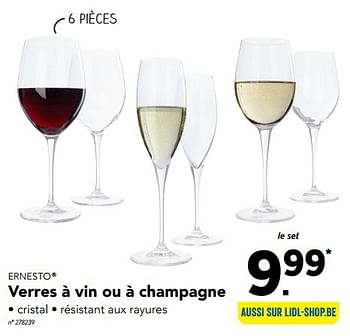 Promotions Verres à vin ou à champagne - Ernesto - Valide de 28/11/2016 à 04/12/2016 chez Lidl