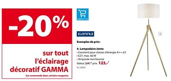 Promoties Lampadaire jento - Gamma - Geldig van 30/11/2016 tot 12/12/2016 bij Gamma