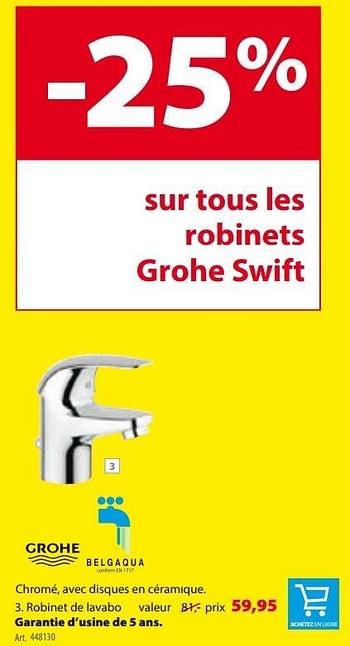 Promoties Robinet de lavabo - Grohe - Geldig van 30/11/2016 tot 12/12/2016 bij Gamma