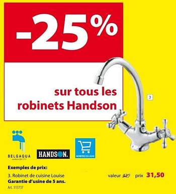 Promoties Robinet de cuisine louise - Handson - Geldig van 30/11/2016 tot 12/12/2016 bij Gamma
