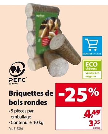 Promoties Briquettes de bois rondes - Huismerk - Gamma - Geldig van 30/11/2016 tot 12/12/2016 bij Gamma