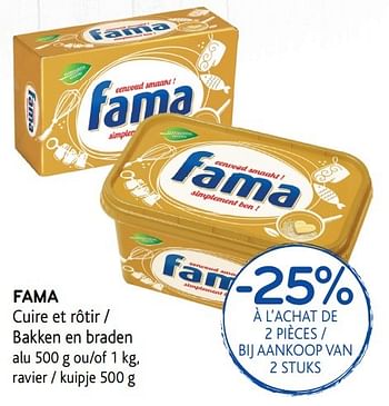 Promotions Fama cuire et rôtir - Fama - Valide de 30/11/2016 à 13/12/2016 chez Alvo
