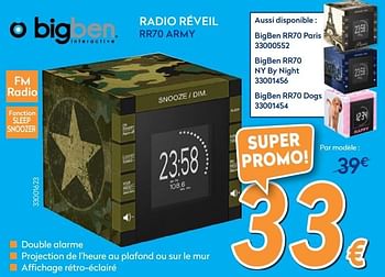 Promotions Radio réveil rr70 army - BIGben - Valide de 24/11/2016 à 24/12/2016 chez Krefel