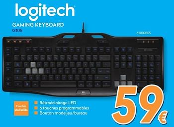 Promoties Gaming keyboard g105 - Logitech - Geldig van 24/11/2016 tot 24/12/2016 bij Krefel
