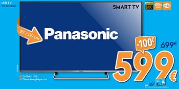 Promotions Panasonic led tv tx-55ds500 - Panasonic - Valide de 24/11/2016 à 24/12/2016 chez Krefel