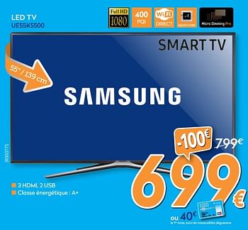 Promoties Samsung led tv ue55k5500 - Samsung - Geldig van 24/11/2016 tot 24/12/2016 bij Krefel