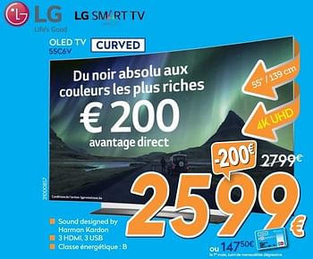Promoties Lg oled tv 55c6v - LG - Geldig van 24/11/2016 tot 24/12/2016 bij Krefel