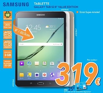 Promoties Samsung tablette galaxy tab s2 8 value edition - Samsung - Geldig van 24/11/2016 tot 24/12/2016 bij Krefel