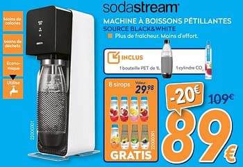 Promoties Sodastream machine à boissons pétillantes source black+white - Sodastream - Geldig van 24/11/2016 tot 24/12/2016 bij Krefel