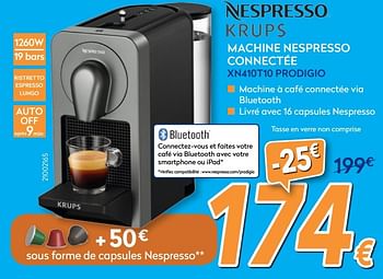 Promoties Krups machine nespresso connectée xn410t10 prodigio - Krups - Geldig van 24/11/2016 tot 24/12/2016 bij Krefel