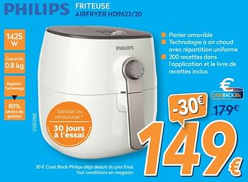 Promoties Philips friteuse airfryer hd9622-20 - Philips - Geldig van 24/11/2016 tot 24/12/2016 bij Krefel