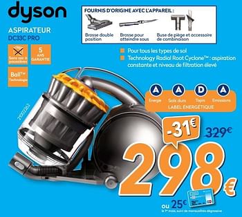 Promoties Dyson aspirateur dc33c pro - Dyson - Geldig van 24/11/2016 tot 24/12/2016 bij Krefel