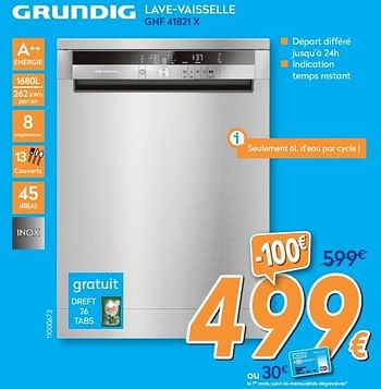 Promotions Grundig lave-vaisselle gnf 41821 x - Grundig - Valide de 24/11/2016 à 24/12/2016 chez Krefel