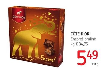 Promoties Côte d`or encore! praliné - Cote D'Or - Geldig van 01/12/2016 tot 14/12/2016 bij Eurospar (Colruytgroup)