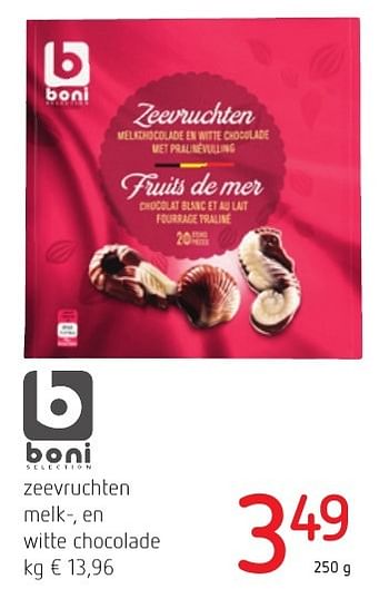 Promoties Zeevruchten melk-, en witte chocolade - Boni - Geldig van 01/12/2016 tot 14/12/2016 bij Eurospar (Colruytgroup)