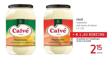 Promoties Calvé mayonaise met eieren of citroen - Calve - Geldig van 01/12/2016 tot 14/12/2016 bij Eurospar (Colruytgroup)