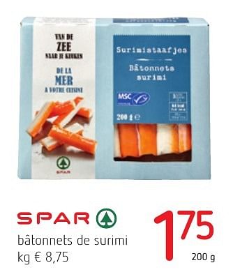 Promoties Bâtonnets de surimi - Spar - Geldig van 01/12/2016 tot 14/12/2016 bij Eurospar (Colruytgroup)
