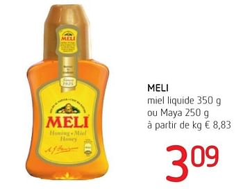 Promotions Meli miel liquide ou maya - Meli - Valide de 01/12/2016 à 14/12/2016 chez Eurospar (Colruytgroup)