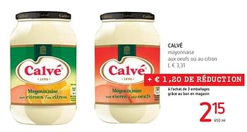 Promoties Calvé mayonnaise aux oeufs ou au citron - Calve - Geldig van 01/12/2016 tot 14/12/2016 bij Eurospar (Colruytgroup)