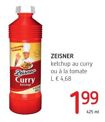 Promoties Zeisner ketchup au curry ou à la tomate - Zeisner - Geldig van 01/12/2016 tot 14/12/2016 bij Eurospar (Colruytgroup)