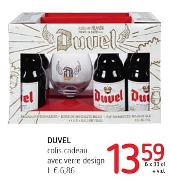 Promoties Duvel colis cadeau avec verre design - Duvel - Geldig van 01/12/2016 tot 14/12/2016 bij Eurospar (Colruytgroup)
