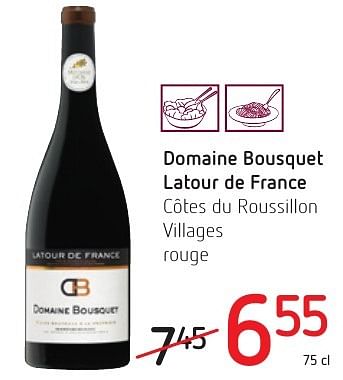Promoties Domaine bousquet latour de france côtes du roussillon villages rouge - Rode wijnen - Geldig van 01/12/2016 tot 14/12/2016 bij Eurospar (Colruytgroup)